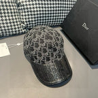 Dior baseball cap with gray monogram top and dark perforated brim.
