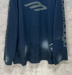 Long-sleeve crewneck T-shirt, dark blue, front logo and side sleeve print