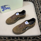 Burberry suede lace-up sneakers, tan with check detail on side panel