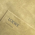 Loewe suede interior label with LOEWE logo text and Made in Spain mark
