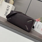 Loewe dark brown leather mini bag with flap front and silver hardware