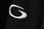 Black pants with large white logo stitch detail