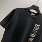 Black short-sleeve T-shirt with large Dior logo vertical stack on chest