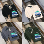 Stone Island shorts in black, white, dark green, and charcoal with white drawstrings