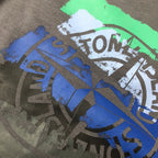 Stone Island shorts graphic print with green stripe and blue circular design
