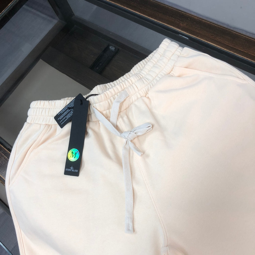 Stone Island off-white drawstring shorts with elastic waist