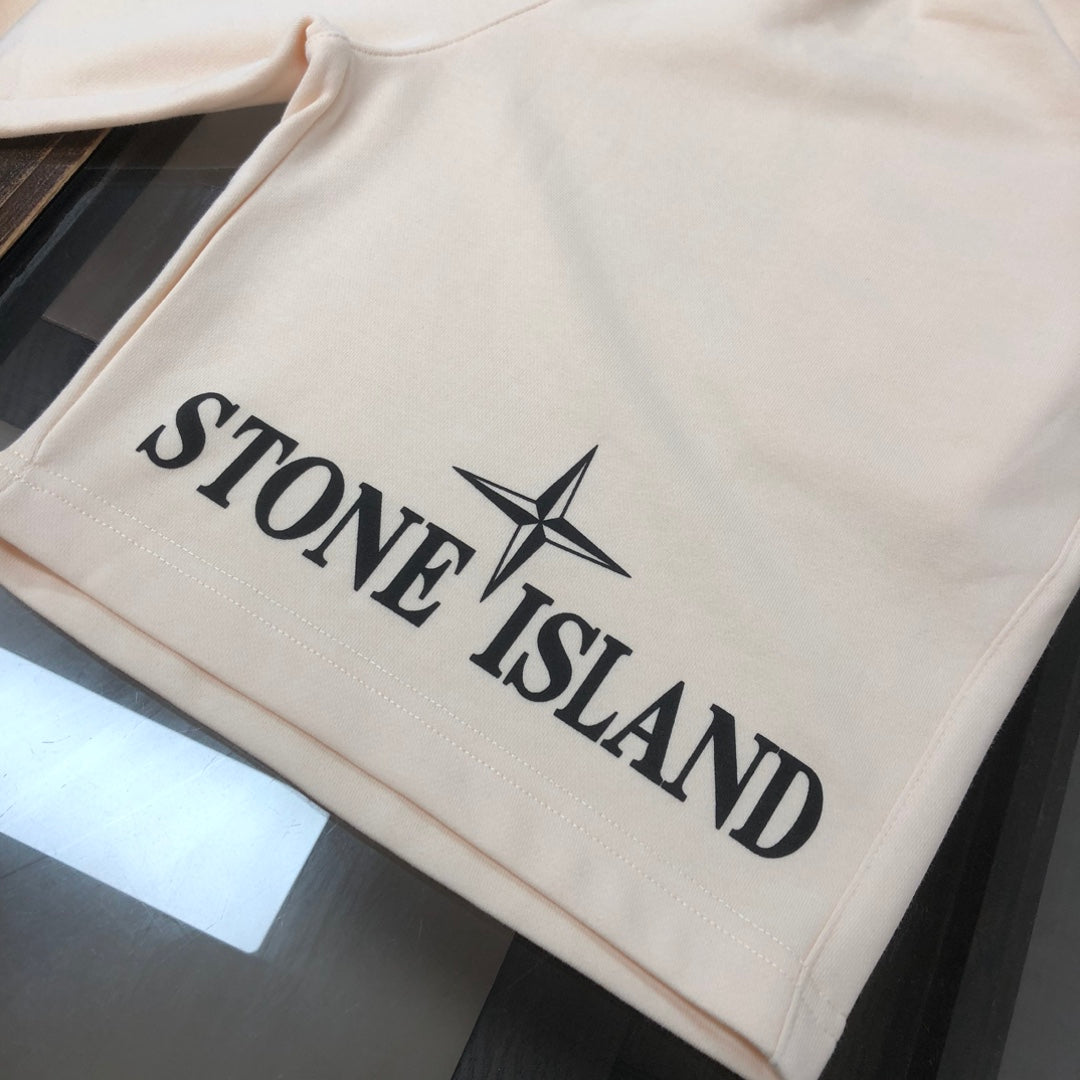 Stone Island off-white shorts with large front logo print