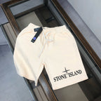 Stone Island off-white drawstring shorts with patch logo