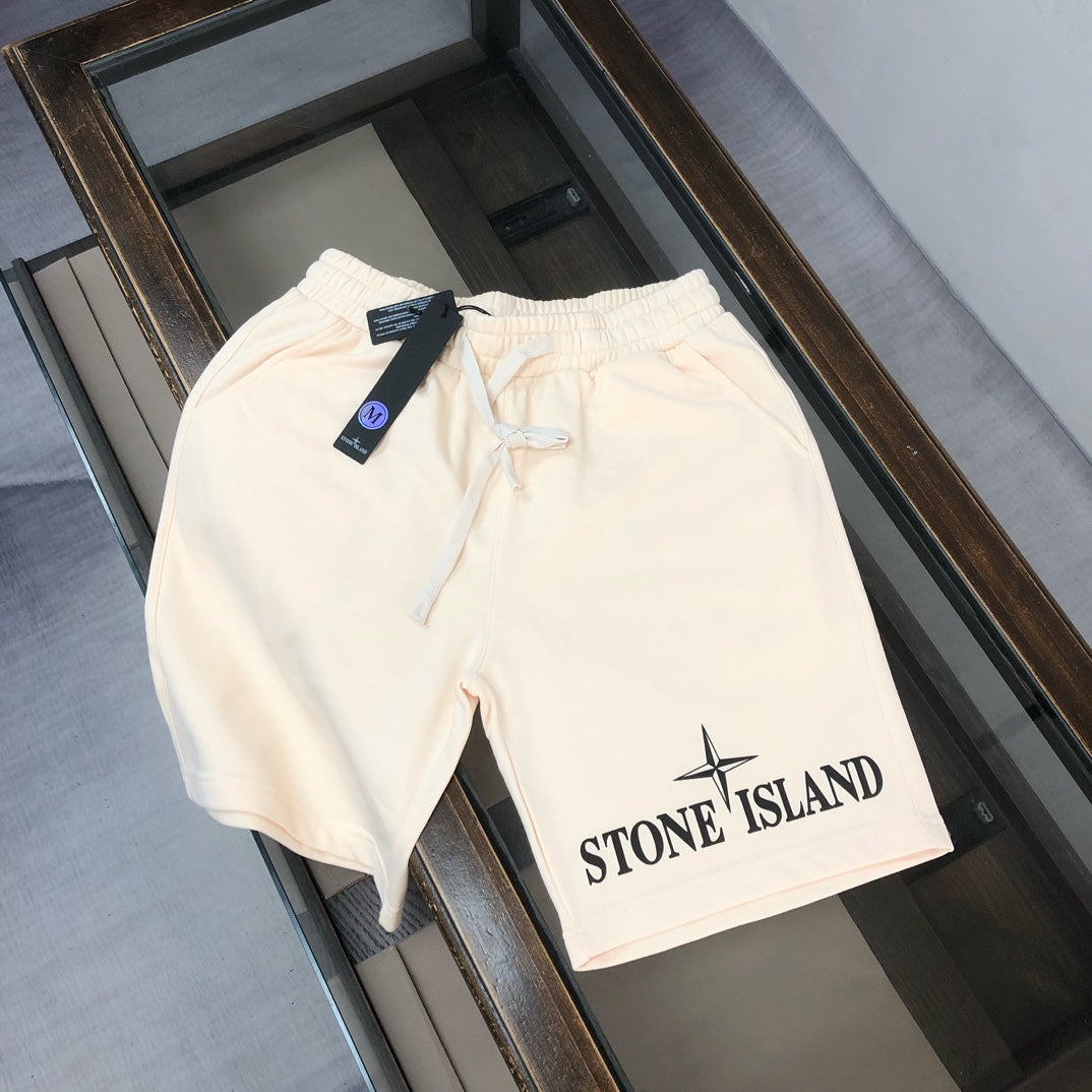 Stone Island off-white drawstring shorts with patch logo