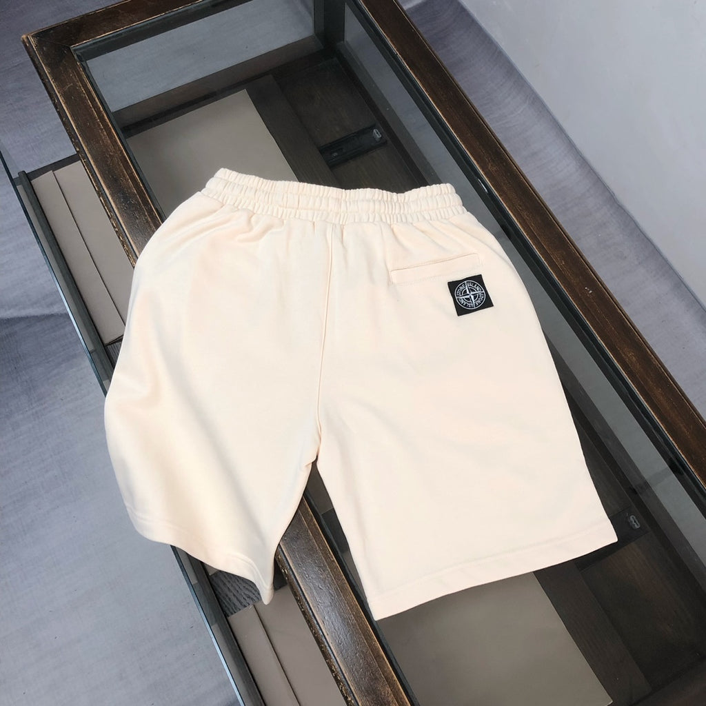 Stone Island off-white shorts with small front emblem patch