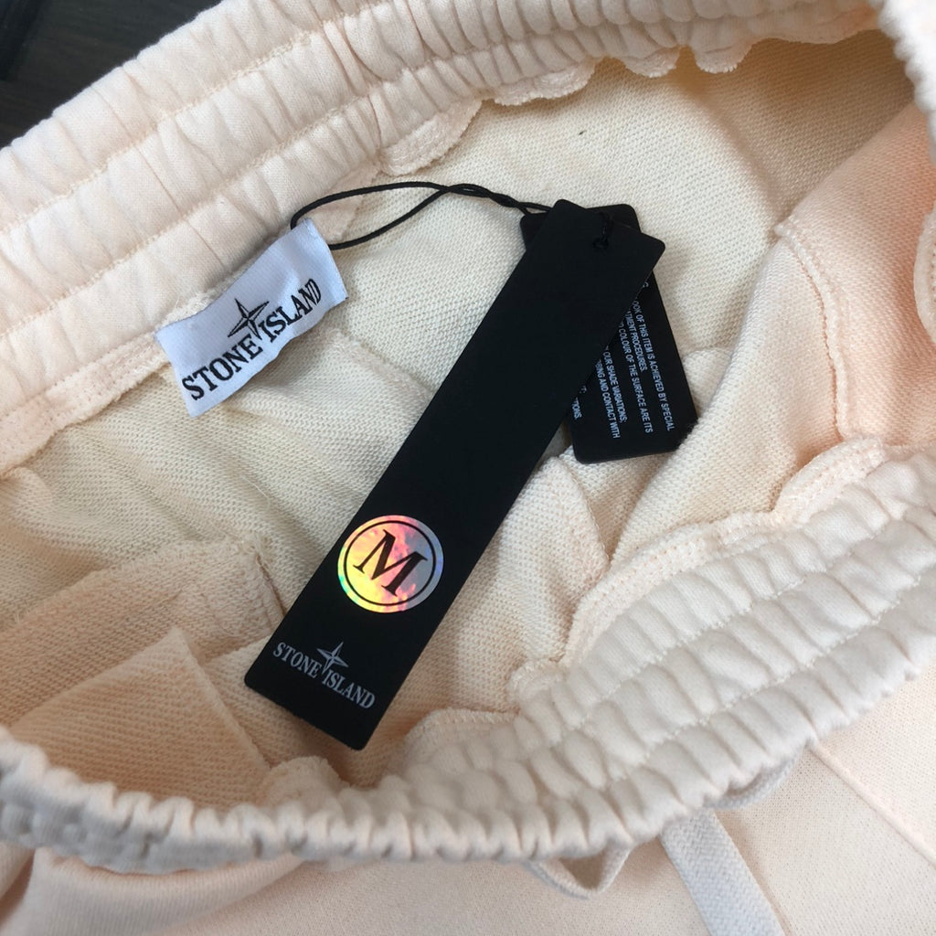 Stone Island off-white shorts interior with drawstring and tags