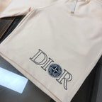 Stone Island off-white shorts with Dior logo embroidery on front