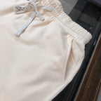 Stone Island off-white knit shorts with drawstring and elastic waistband