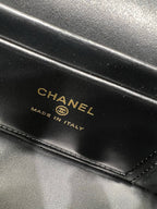 Chanel leather stamp reading CHANEL and MADE IN ITALY