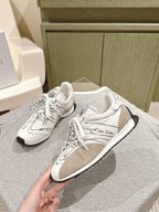 Dior unisex sneakers, white upper with beige suede panel and black sole