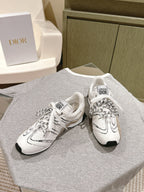 Dior unisex sneakers, white lace-up design with black heel accents