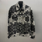 Louis Vuitton checkered denim jacket with button front and flap chest pockets