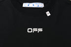 Black T-shirt close-up of neck label and 'OPS' chest logo