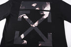 Black T-shirt with large abstract X photo graphic print on back