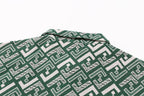 Fendi green patterned shirt with raised collar and shoulder yoke detail