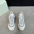 Burberry white lace-up sneakers with plaid panel detail and chunky rubber sole