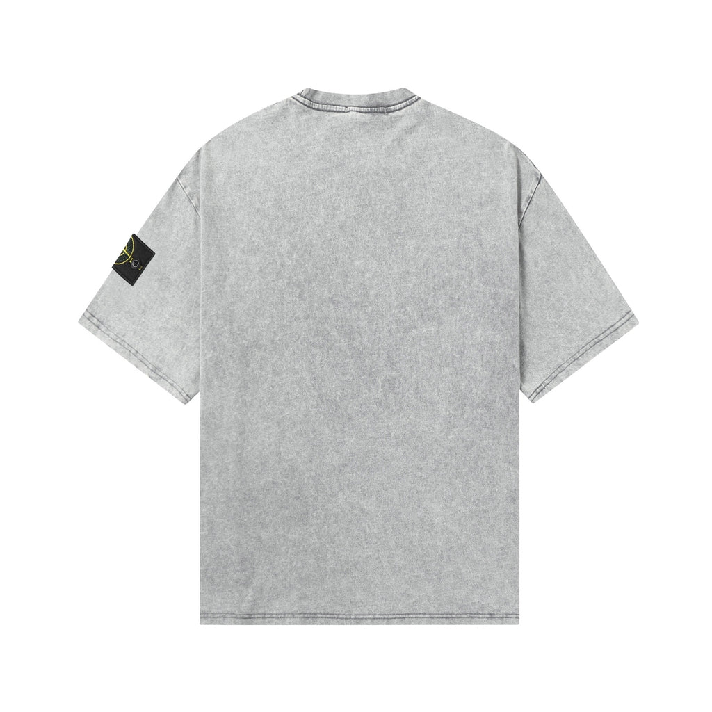 Stone Island crew-neck T-shirt back view in light gray