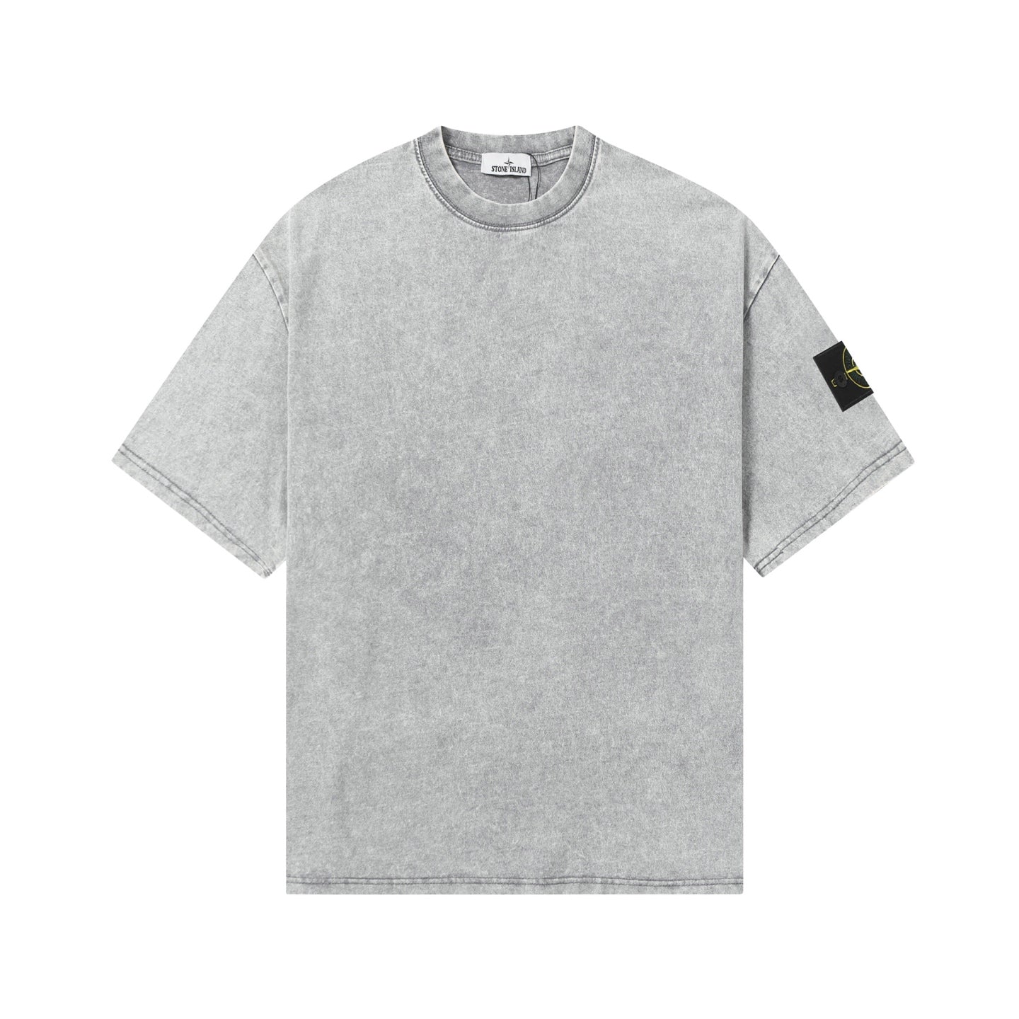 Stone Island crew-neck T-shirt in light gray, short sleeves