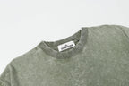 Short-sleeve T-shirt in sage green with crew neck and brand neck label