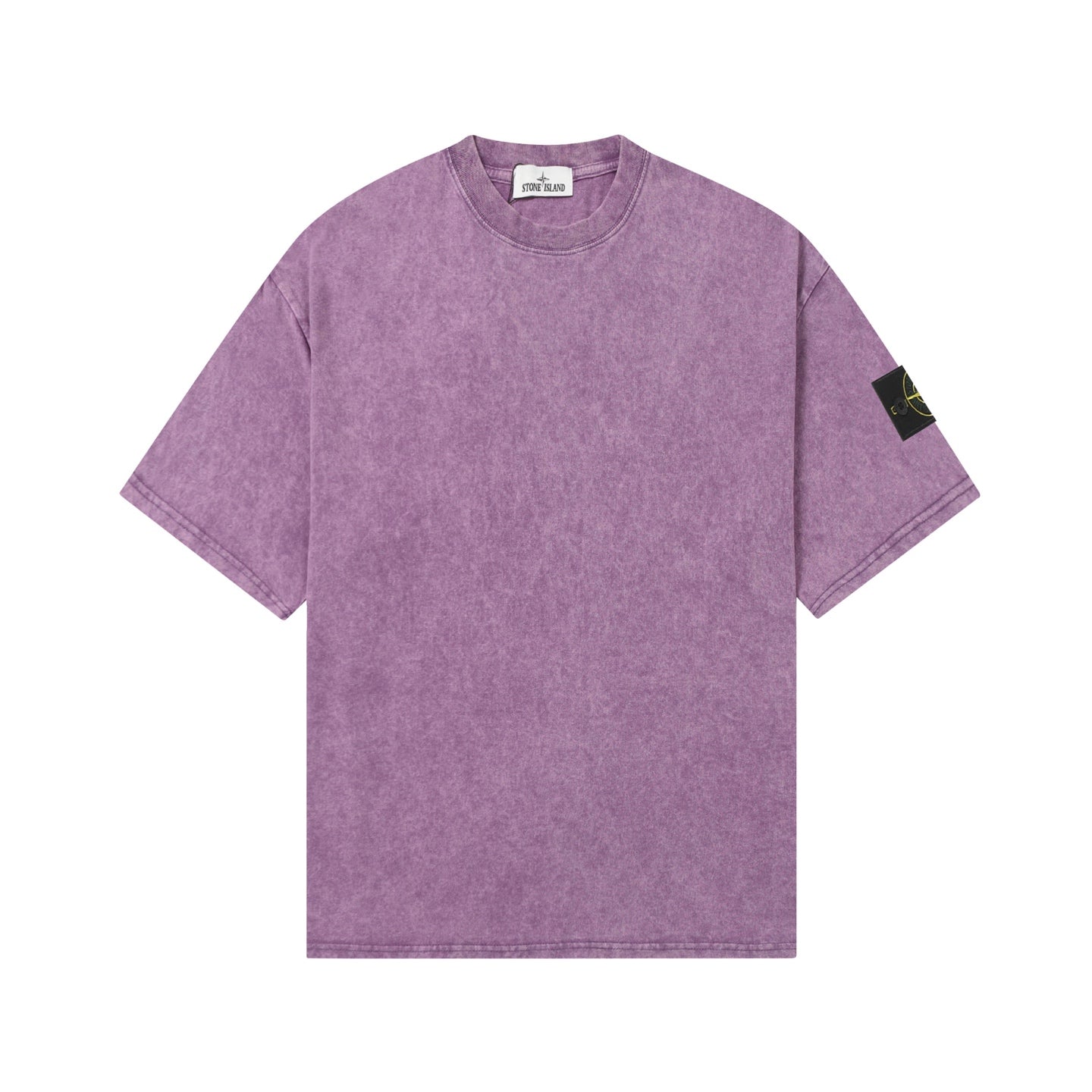 Stone Island T-shirt in lavender with short sleeves and crew neck.