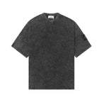 Men’s short-sleeve crewneck T-shirt in dark charcoal with subtle speckle texture