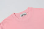 Pink crew-neck T-shirt with Stone Island neck label
