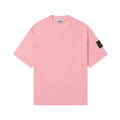 Pink crew-neck T-shirt with short sleeves