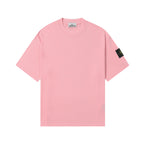 Pink crew-neck T-shirt with short sleeves
