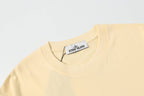 Cream crewneck T-shirt with round neck and white brand label
