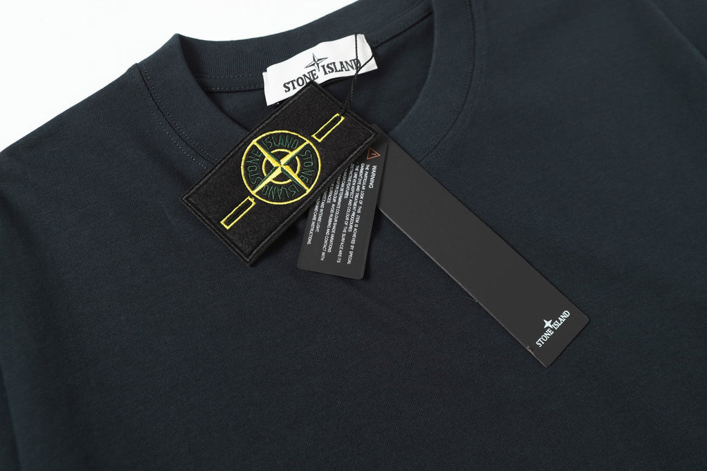 Stone Island crew-neck T-shirt with yellow graphic patch at chest