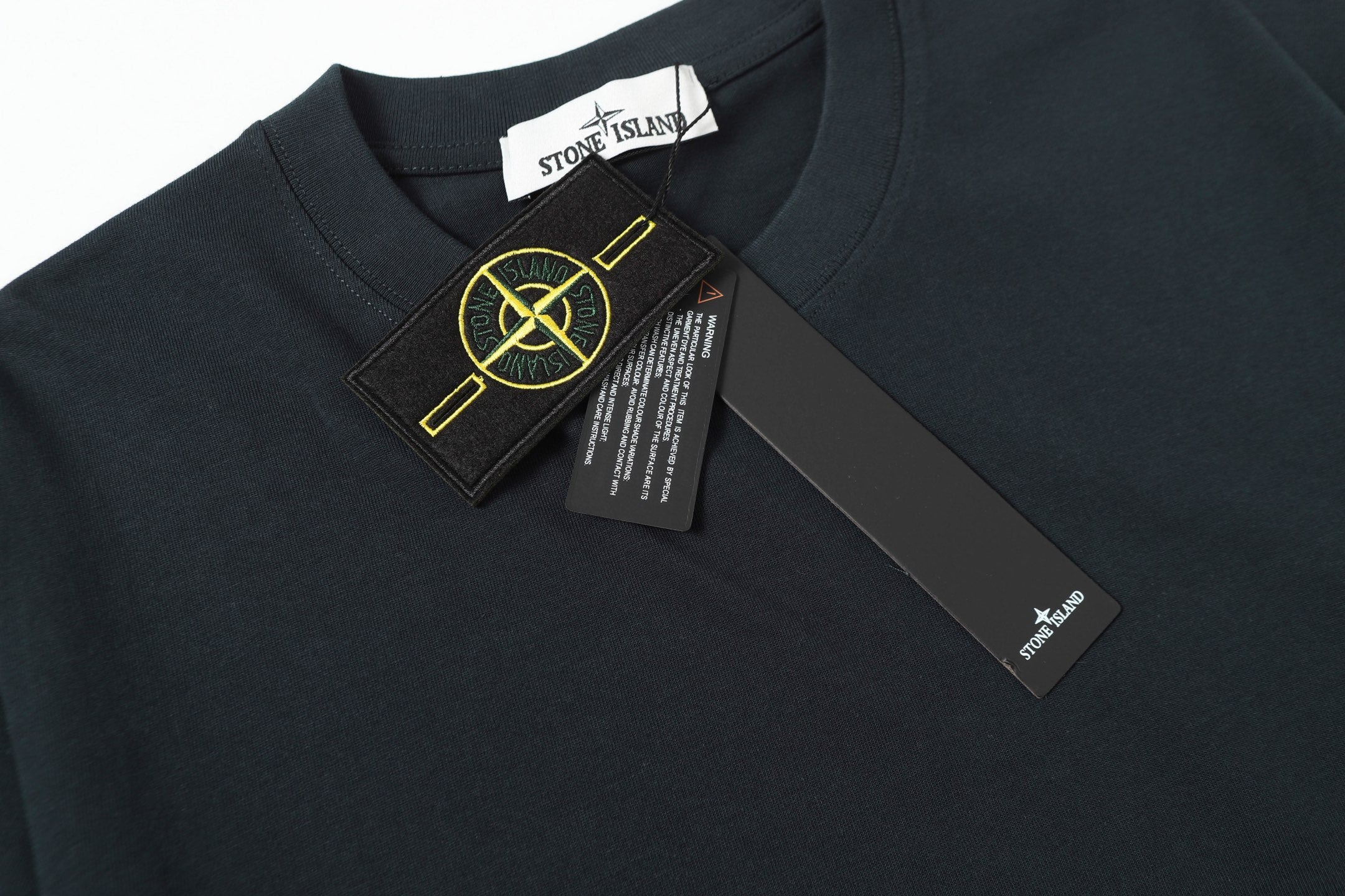 Stone Island crew-neck T-shirt with yellow graphic patch at chest