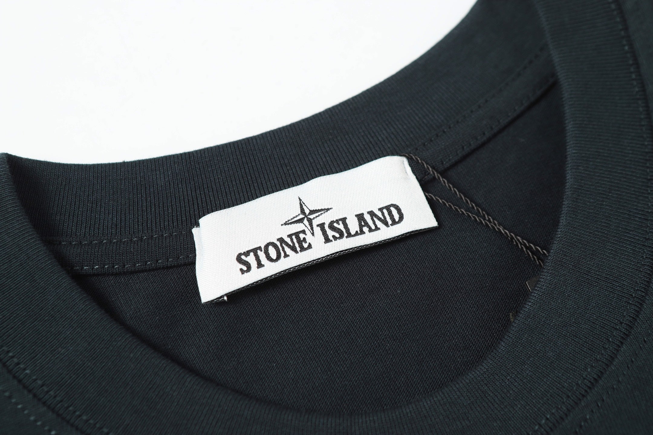 Stone Island crew-neck T-shirt with white brand neck label