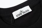 Black crew-neck T-shirt with Stone Island neck label