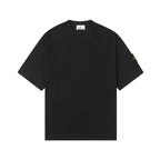 Black Stone Island crew-neck T-shirt with short sleeves