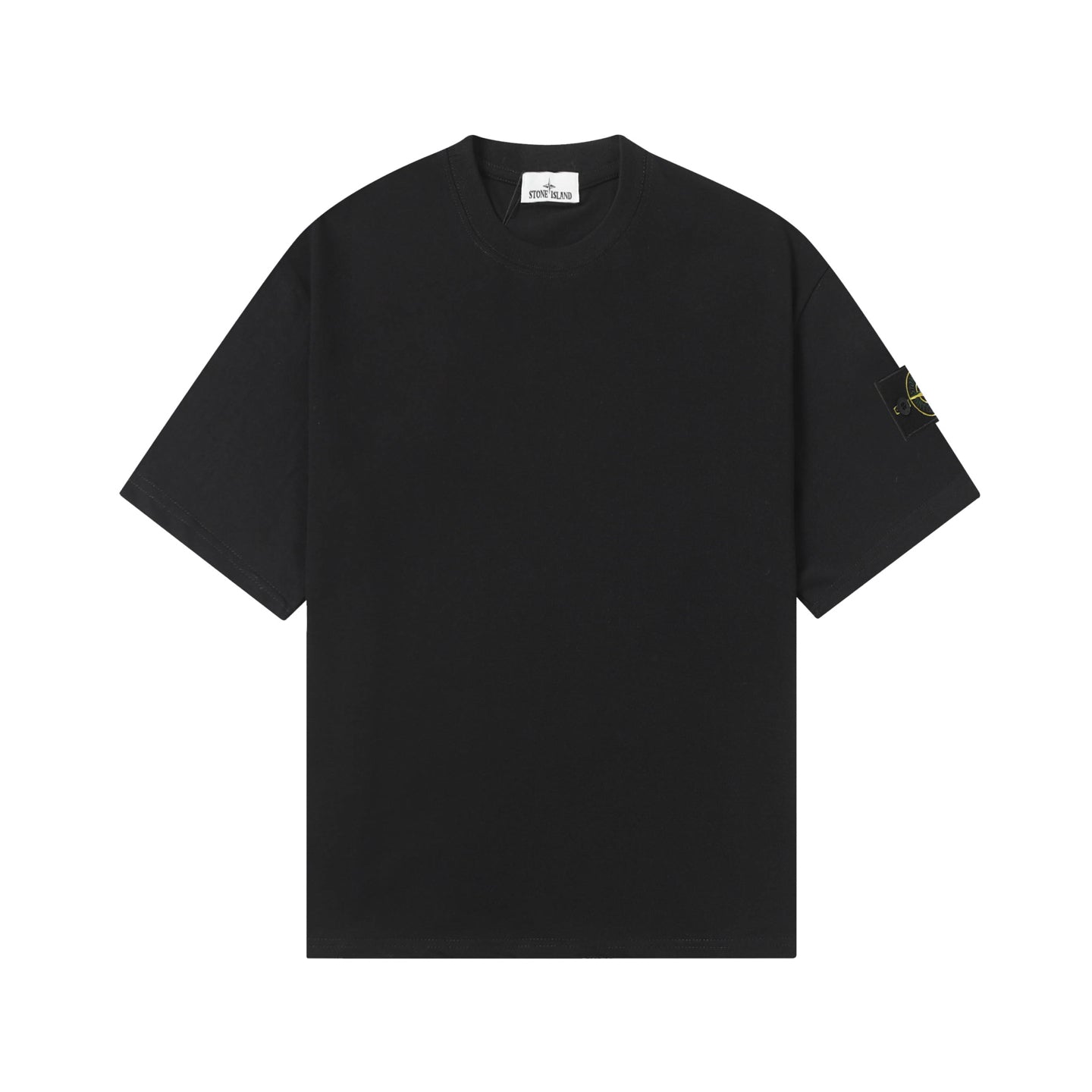 Black Stone Island crew-neck T-shirt with short sleeves