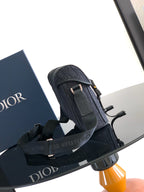 Dior small crossbody bag in dark gray monogram canvas with adjustable shoulder strap