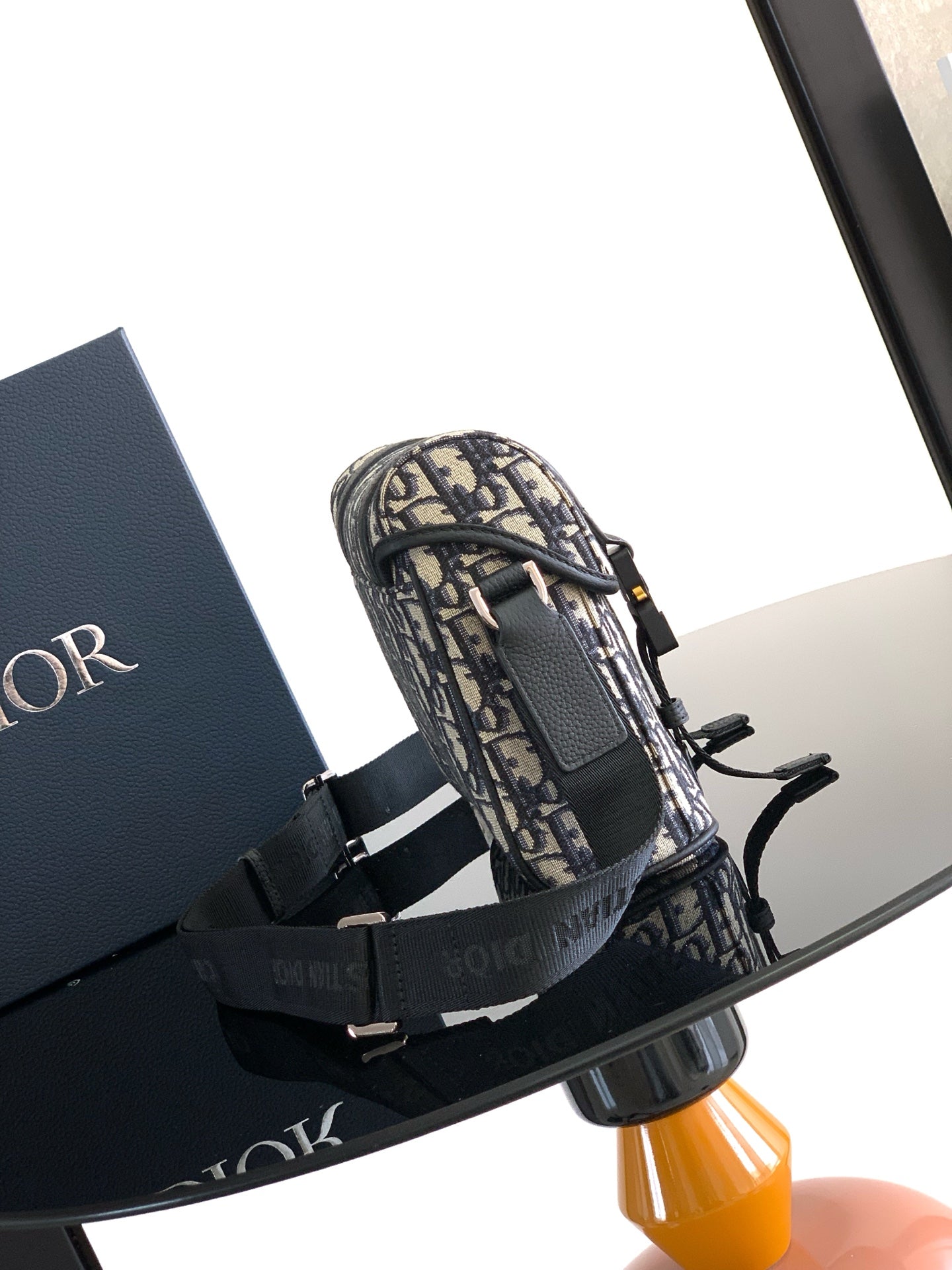 Dior crossbody bag in Dior monogram canvas with black adjustable strap and buckle