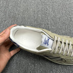 Burberry sneaker interior, beige upper with blue logo on insole and check trim