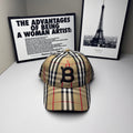 Burberry check baseball cap, beige navy red with raised B logo