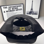 Fendi cap interior view with dark mesh crown and adjustable strap with logo tab.