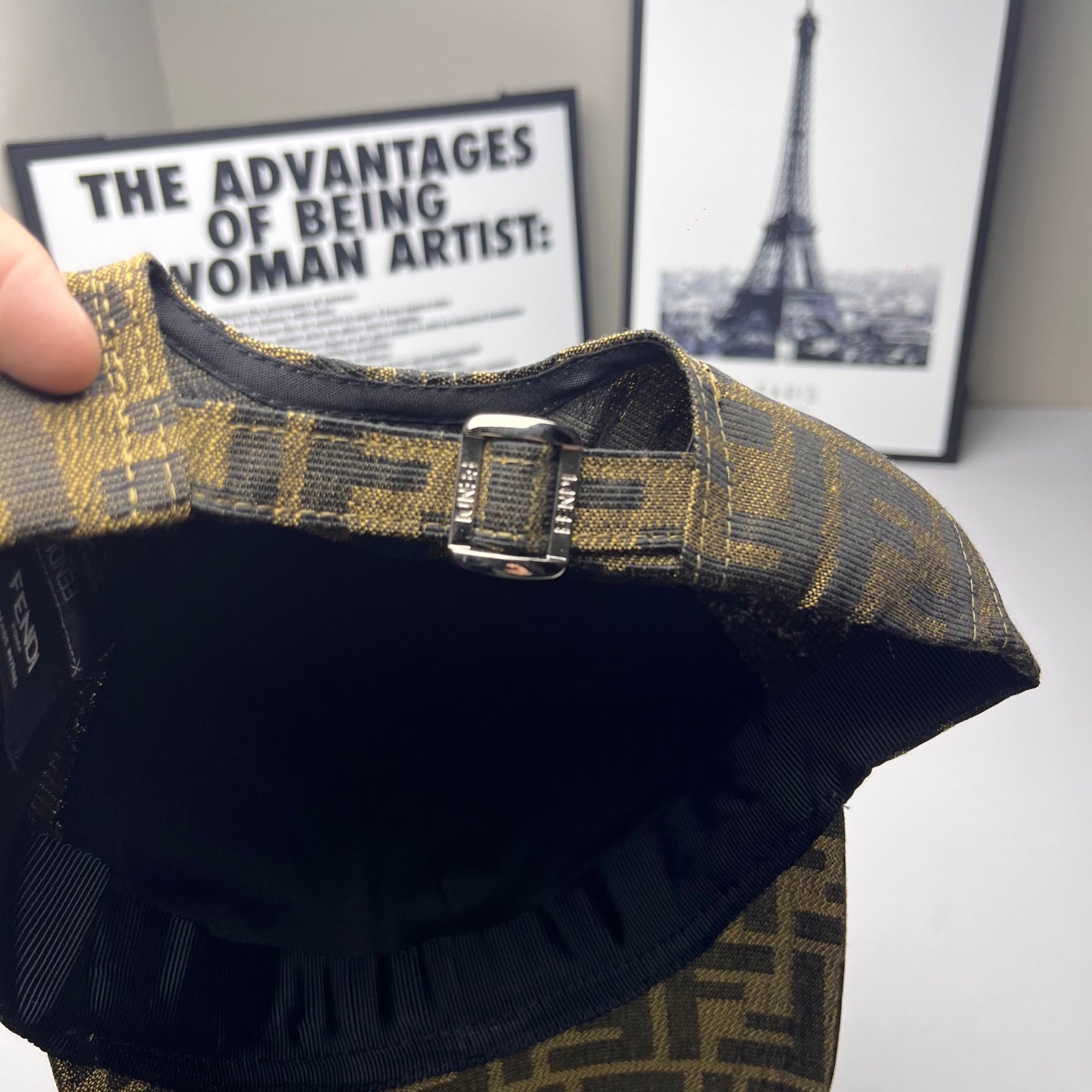 Fendi baseball cap FF jacquard with adjustable metal buckle and strap