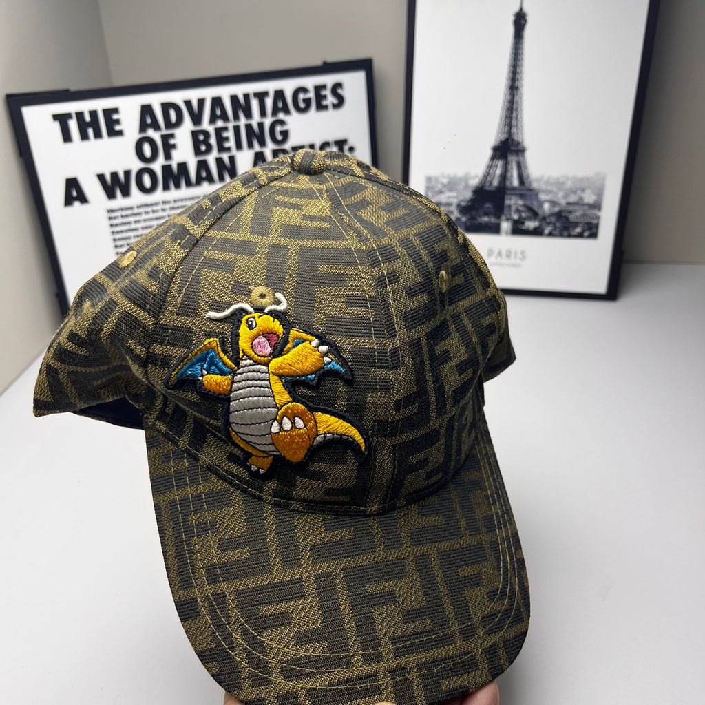 Fendi baseball cap FF jacquard with large embroidered cartoon eagle on crown