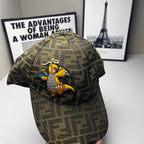 Fendi baseball cap FF jacquard with large embroidered cartoon eagle on crown