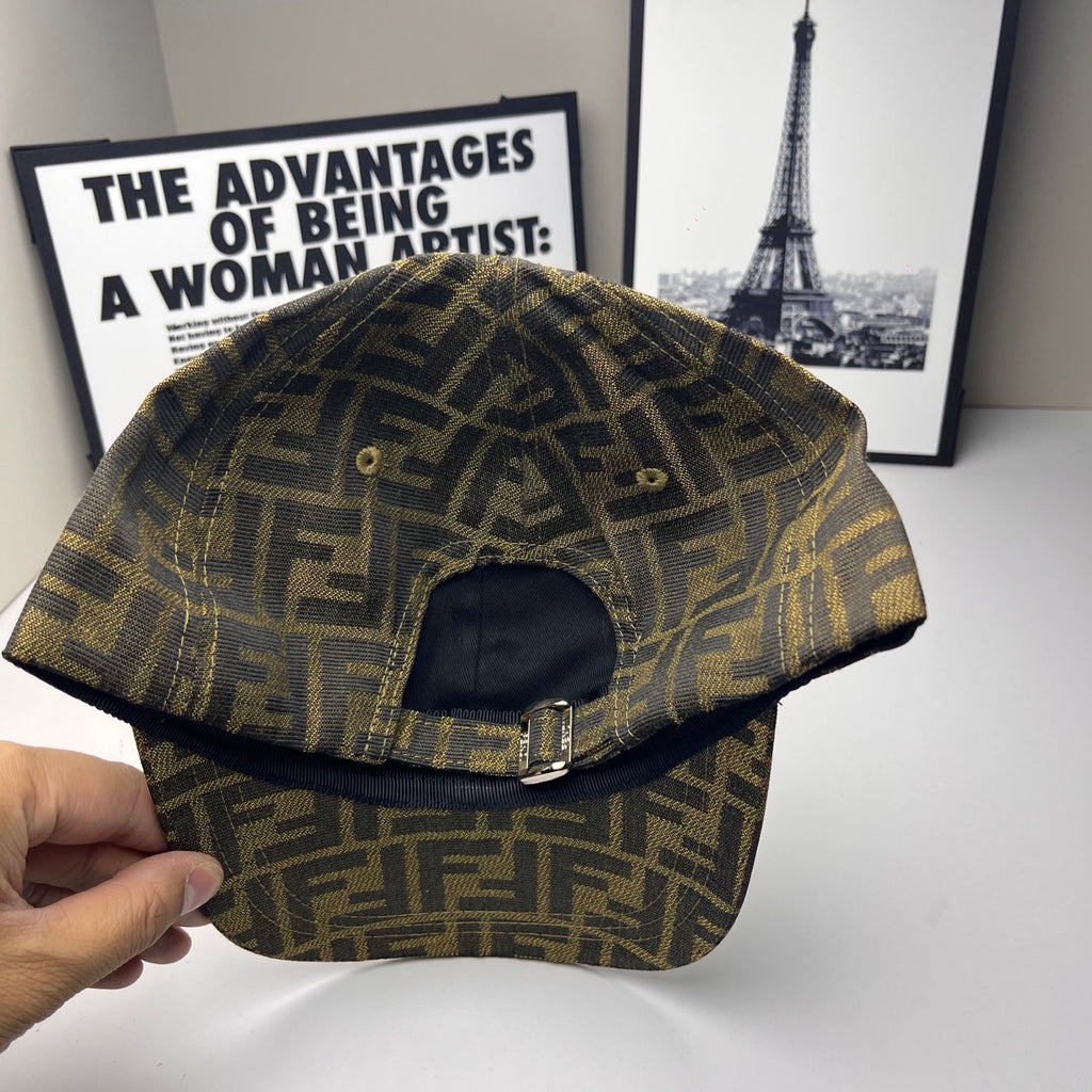 Fendi baseball cap in brown FF jacquard with adjustable strap at back
