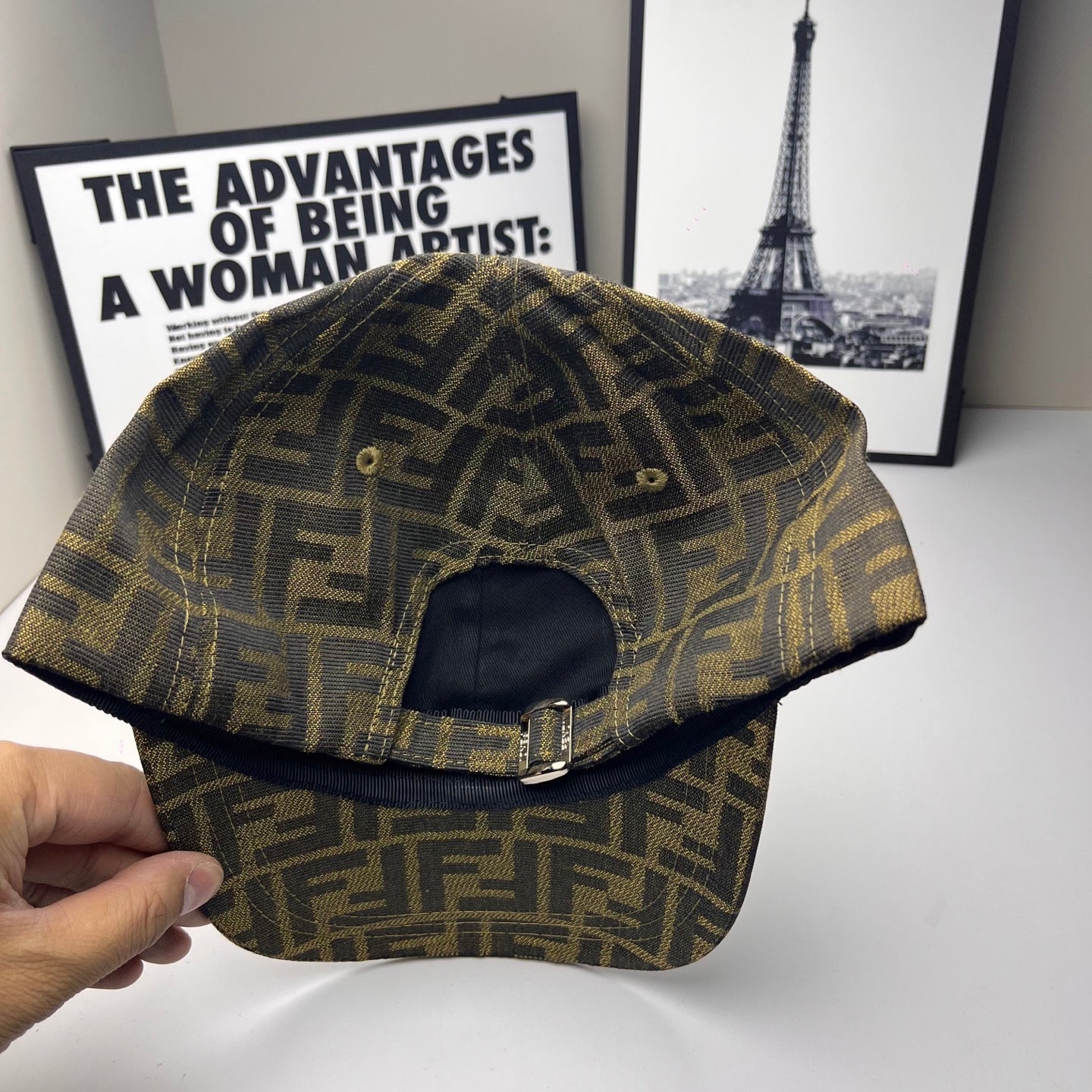 Fendi baseball cap in brown FF jacquard with adjustable strap at back